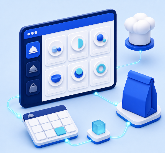 Restaurant and food business technology illustration